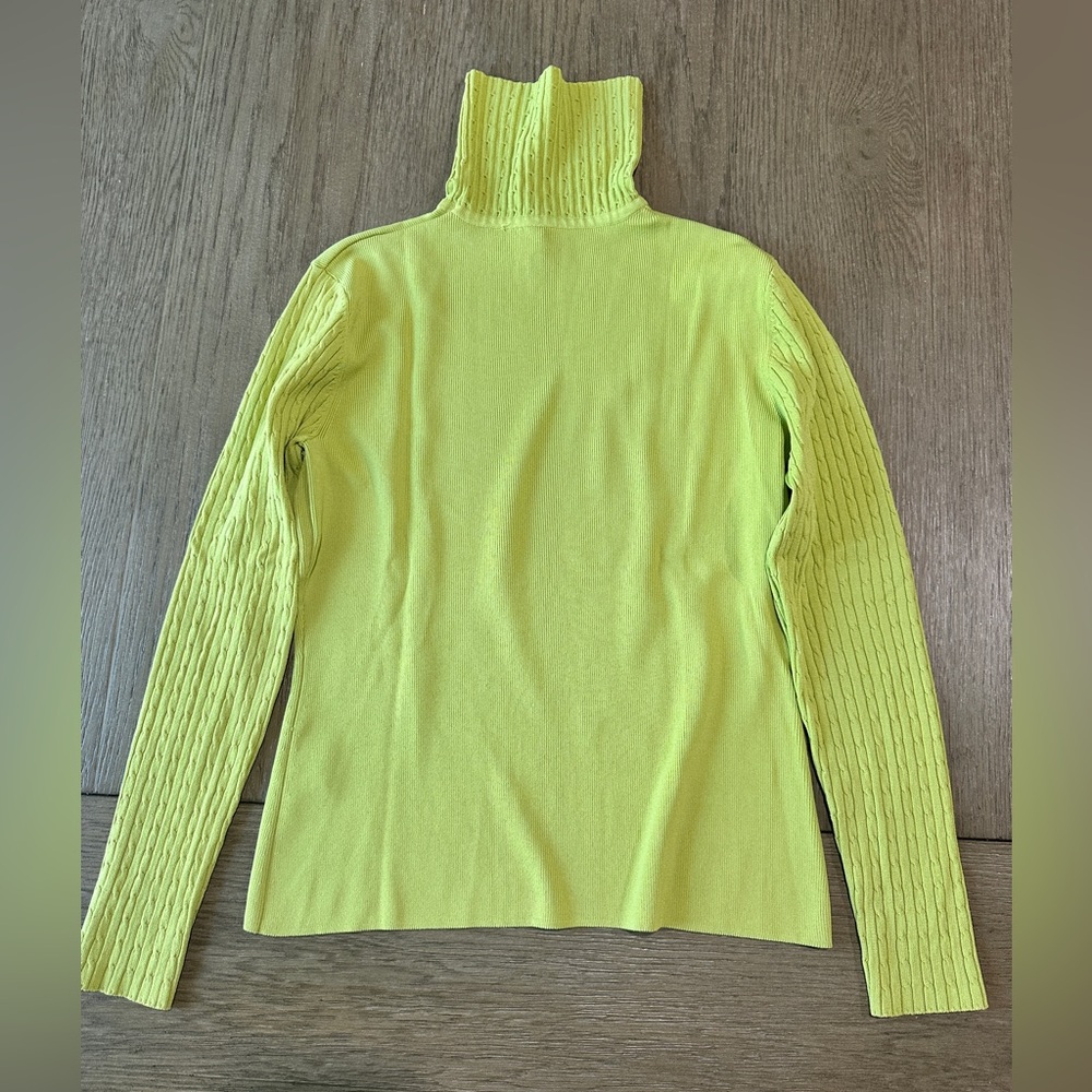 Venini Cable Knit Turtleneck Sweater Size Large Light Green - Picture 5 of 8